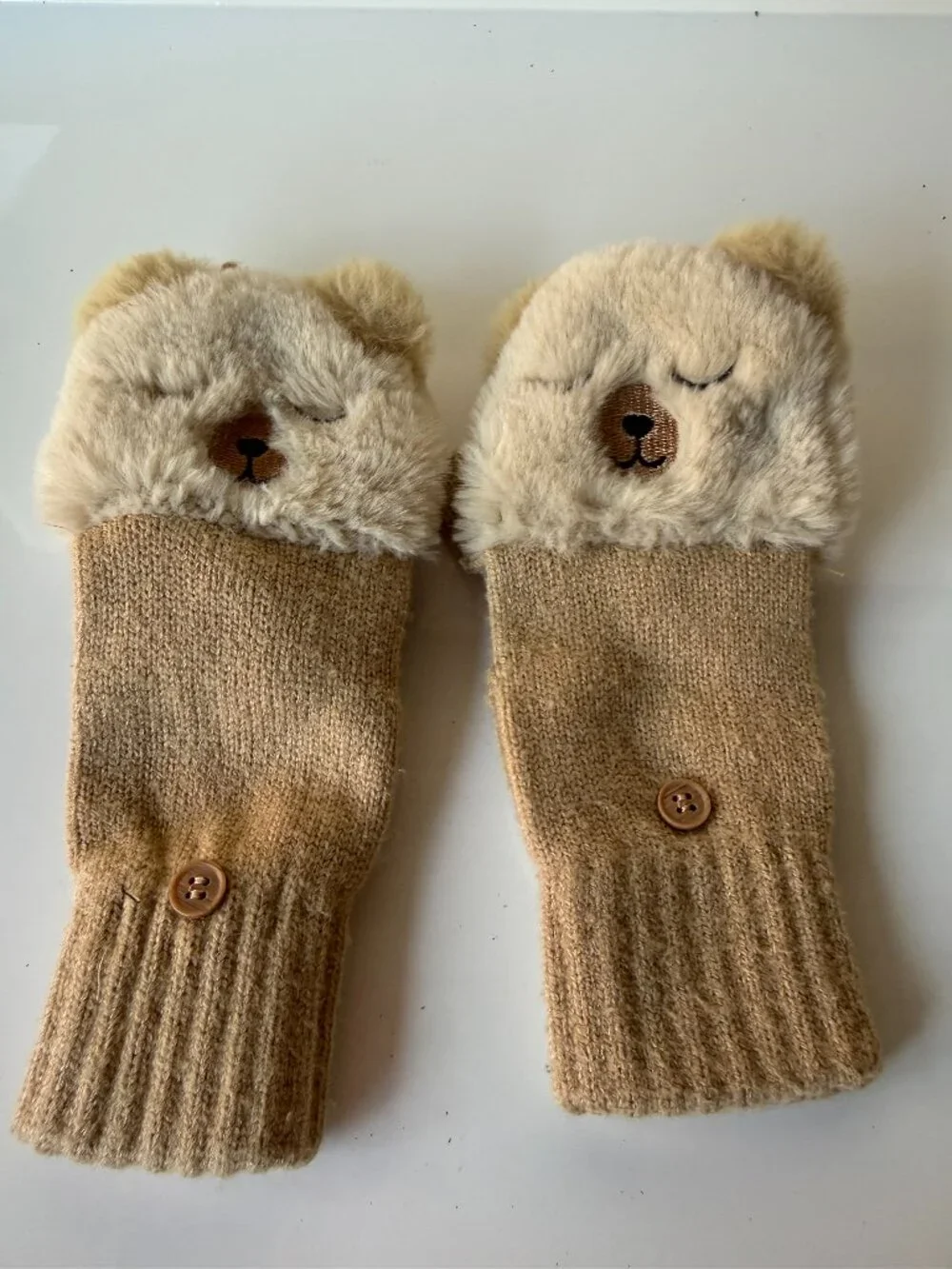 NWOT Zara Kids Convertible Fingerless Gloves-Bear